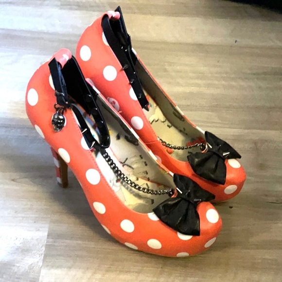 J7 Women's Pin Up Rockabilly Skull Polka dot Studded Stiletto Heels Size… - Picture 1 of 10